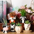 thumbnail image 4 of 6 Pieces Cute Animal Succulent Planter Pot with Drainage Hole, Cartoon Cow Elephant Ceramic Flower Plant Pot Tiny Flower Planter Cactus Container Indoor Outdoor Office Home Decor, 4 of 5