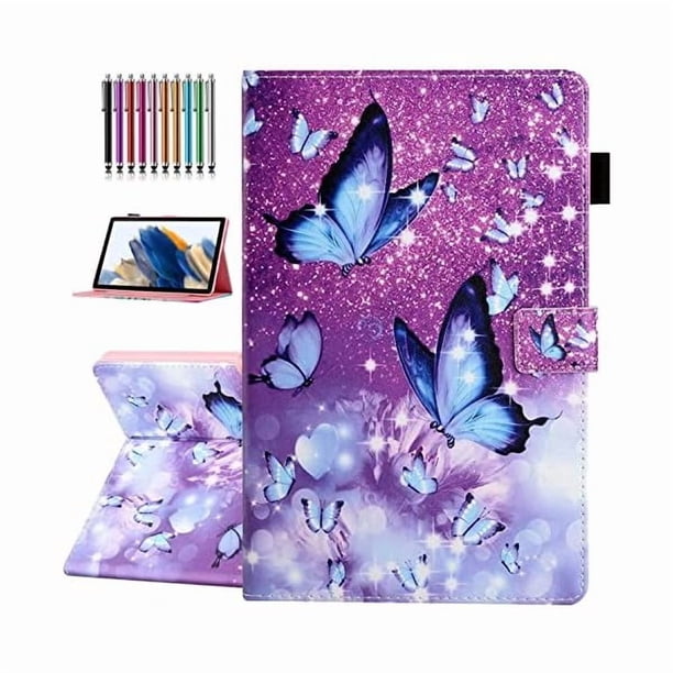 wonim11 Case for Samsung Galaxy Tab A8 10.5 inch 2022 Model (SM-X200/X205/X207), Auto Wake/Sleep, Premium PU Leather Folding Stand Cover with Pen Holder & Multiple Viewing Angles - Purple Butterfly