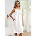 thumbnail image 2 of FEREMO Sleeveless Nightgowns for Women 100%Cotton V Neck Sleepwear, 2 of 5