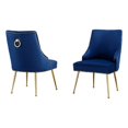 thumbnail image 1 of Set de 2 Chaises Rembourrées en Velours Bleu Marine avec Pieds en Fer Doré Chromé, 1 of 2