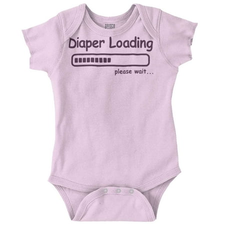 

Diaper Loading Wait Nerdy Computer Humor Newborn Baby Boy Girl Romper Brisco Brands