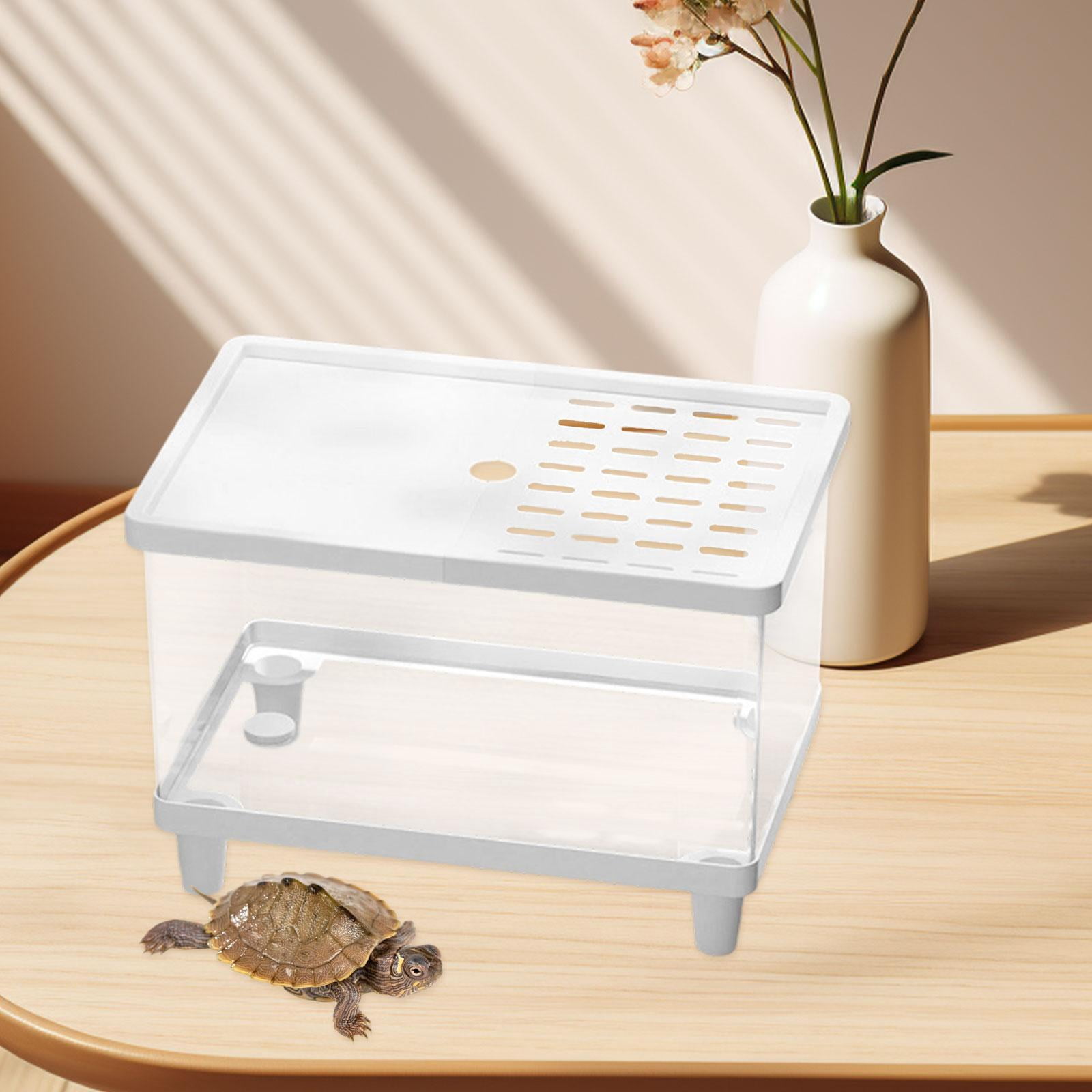 balikha Mini Reptile Terrarium Habitat Container Top Ventilation Clear Full View Small Lizard Tank Snake Enclosure for Turtles Snails 30cmx19.5cmx21cm