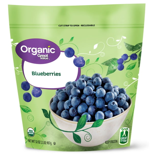 Great Value Organic Frozen Blueberries, 32 oz Resealable ...