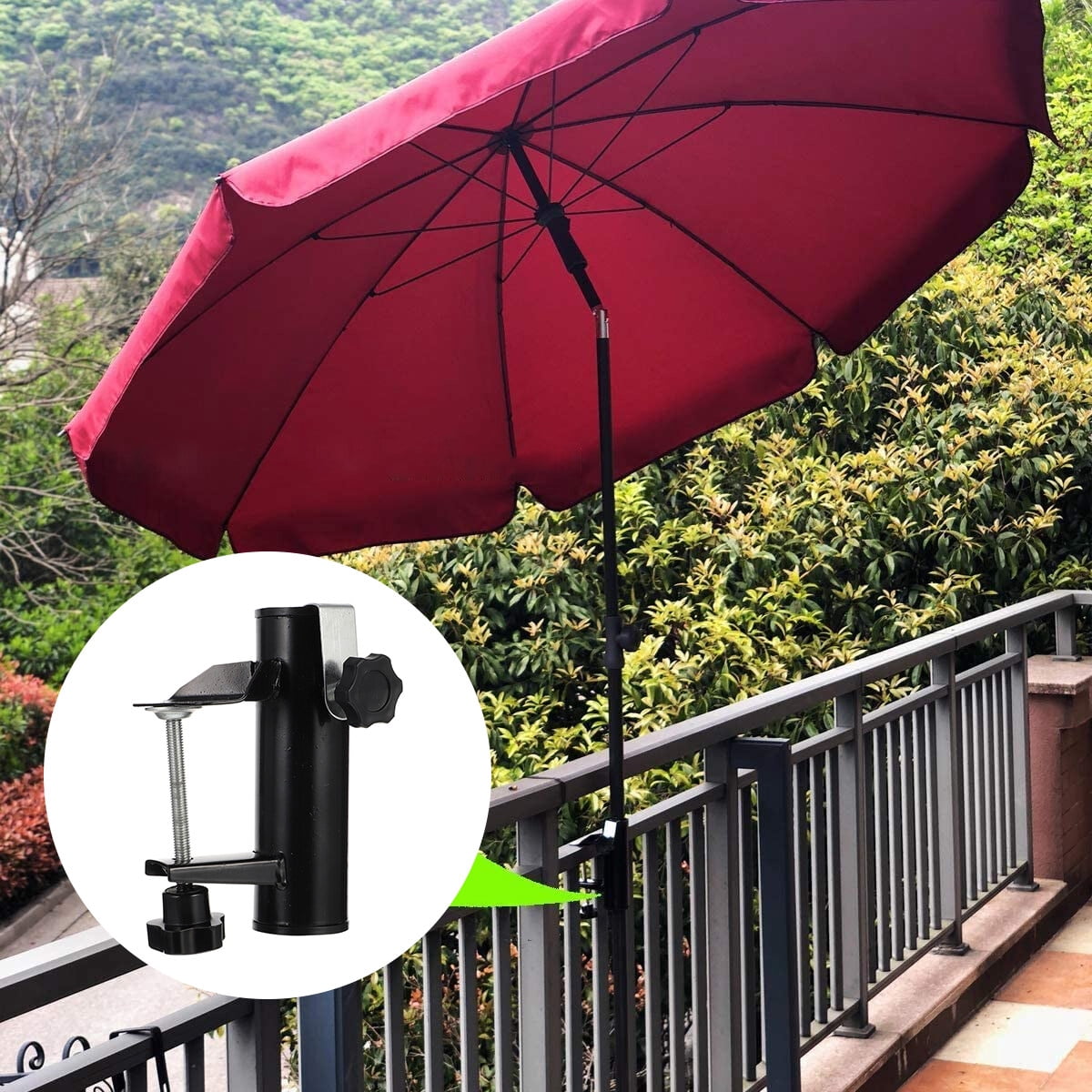 Masteelf 2pcs Patio Umbrella Clamp Deck Umbrella Stand Outdoor Adjustable Holder Clip