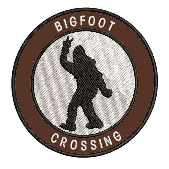 Bigfoot Crossing 3.5" Iron On Or Sew On Embroidered Fabric Badge Patch Unexplained Mysteries Iconic Series