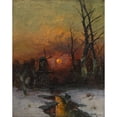 thumbnail image 3 of Georg Fischhof 20x24 Black Modern Framed Museum Art Print Titled - Winter Landscape at Sunset, 3 of 5