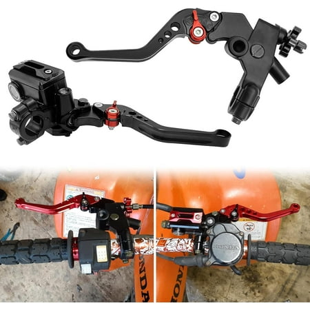 Updated Universal Bike 7/8" 22mm Handlebar Brake Master Cylinder Clutch Lever Set Compatible with Motorcycle Honda Kawasaki Suzuki Yamaha - Black (Including Left & Right)