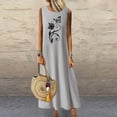 thumbnail image 2 of Wycnly Summer Dresses for Women Beach Fashion Loose Swing Breathable Cotton Linen Tank Long Dresses 2025 Sleeveless Round Neck Butterfly Print Maxi Formal Dress Gray s, 2 of 4