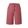 thumbnail image 6 of Women Lightweigh Shorts Drawstring Pull-on Wide Leg Straight Casual Short Pants Bermuda Shorts For Women Knee Length Wide Leg Summer Short Summer Beach Vacation Outfit Red XL, 6 of 7