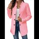 thumbnail image 3 of Blazer de Mujer con Cuello Alto, Informal, de Larga, Cruzado, Elegante, para Oficina y Negocios Rosa XL, 3 of 9