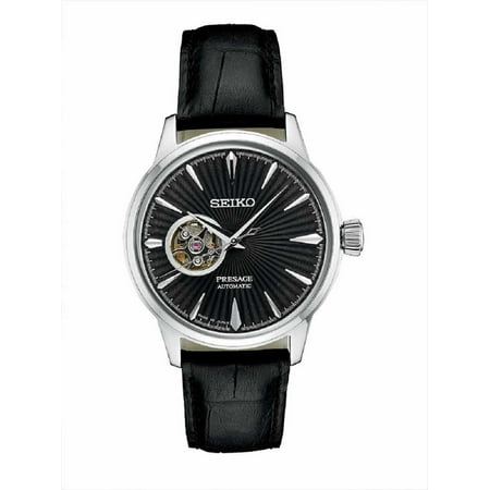 - Men's Presage 24 Jewel Automatic Leather Strap Watch