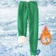 thumbnail image 2 of Pantalones deportivos Prolriy para mujer, con forro cálido, deportivos, de cintura alta, con forro polar, largos y gruesos para exteriores, de invierno, color verde XXXL., 2 of 5