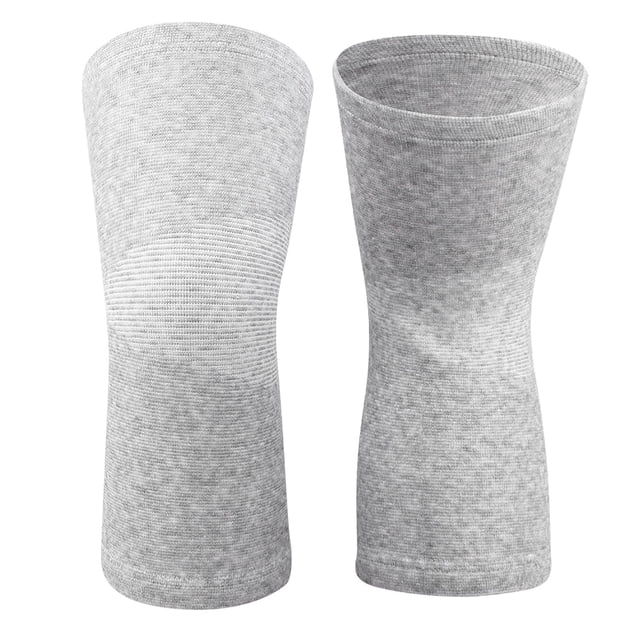 1 Uds. Rodillera elástica de fibra de carbono y bambú, rodillera cálida, Protector de manga para rodillas, gris L
