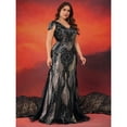 thumbnail image 3 of AURA Plus Size Sequin V Neck Evening Gown Short Sleeve Elegant Formal Cocktail Party Maxi Dress for Women, 3 of 6