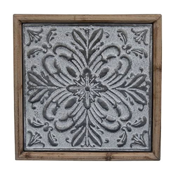 Foreside Home & Garden Ceiling Tile Wall Art with Wood Frame