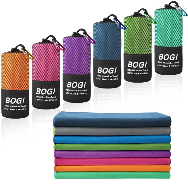 Toalla BOGI de microfibra de secado rápido 41 x 81 cm, 2 unidades, color morado