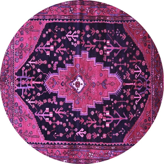 Ahgly Company Indoor Round Medallion Purple Traditional Area Rugs, 5' Round