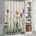 thumbnail image 3 of Wildflower Fabric Shower Curtain Daisy Floral Leaves Retro Washable Shower Curtains for Bathroom, Waterproof Bath Curtain with Hooks Home Decor 36x72in, 3 of 8
