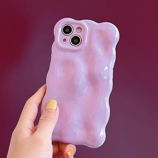 Case For Iphone 15, Cute Solid Color Curly Wave Shape Shockproof Tpu Bumper Phone Case