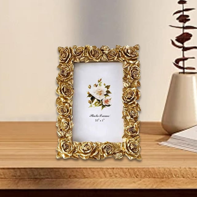 Marco de fotos de boda de resina Decoración del hogar livianas antiguas Rectangulares para Accesorio Multipropósito de Acción de Gracias 5 pulgadas