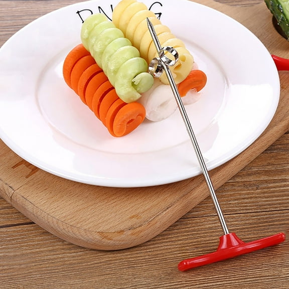 Potato Cutter Vegetable Spiralizer, Manual Rotating Curly Fry Maker for Carrots and Cucumbers, Easy-clean Abs Stainless Steel Kitchen Utensil with Hygienic Design, Topliu
