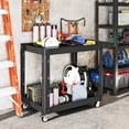 thumbnail image 2 of HOMCOM 2-Tier Rolling Tool Cart, 500 LBS Capacity Utility Cart, Black, 2 of 9