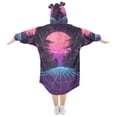 thumbnail image 2 of FORMRS Wearable Blanket Hoodie with Sleeves for Kids Cozy Flannel Sweatshirt, Night Neon Road, 2 of 7