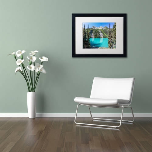 Trademark Fine Art 'Turquoise Lake' Canvas Art by Pierre Leclerc, White Matte, Black Frame