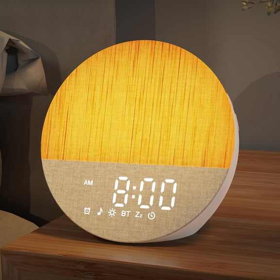 Sunrise Alarm Clock for Morning Wake-up: Gentle Gradual Wake Up Light for Heavy Sleepers Relieve Stress - Linen-Wrapped for Bedroom - 30 Sleep Sounds White Noise Machine with Memory & Bluetooth