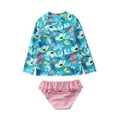 thumbnail image 2 of Uccdo Toddler Girls Rashguard Two Pieces Swimsuit Set Kids Cartoon Long Sleeve Bathing Suits Swimwear 1-10T, 2 of 5