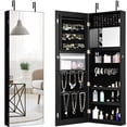 thumbnail image 2 of Gymax Wall-Mounted Jewelry Armoire with Full Length Mirror and Lockable Storage, Black, 2 of 7