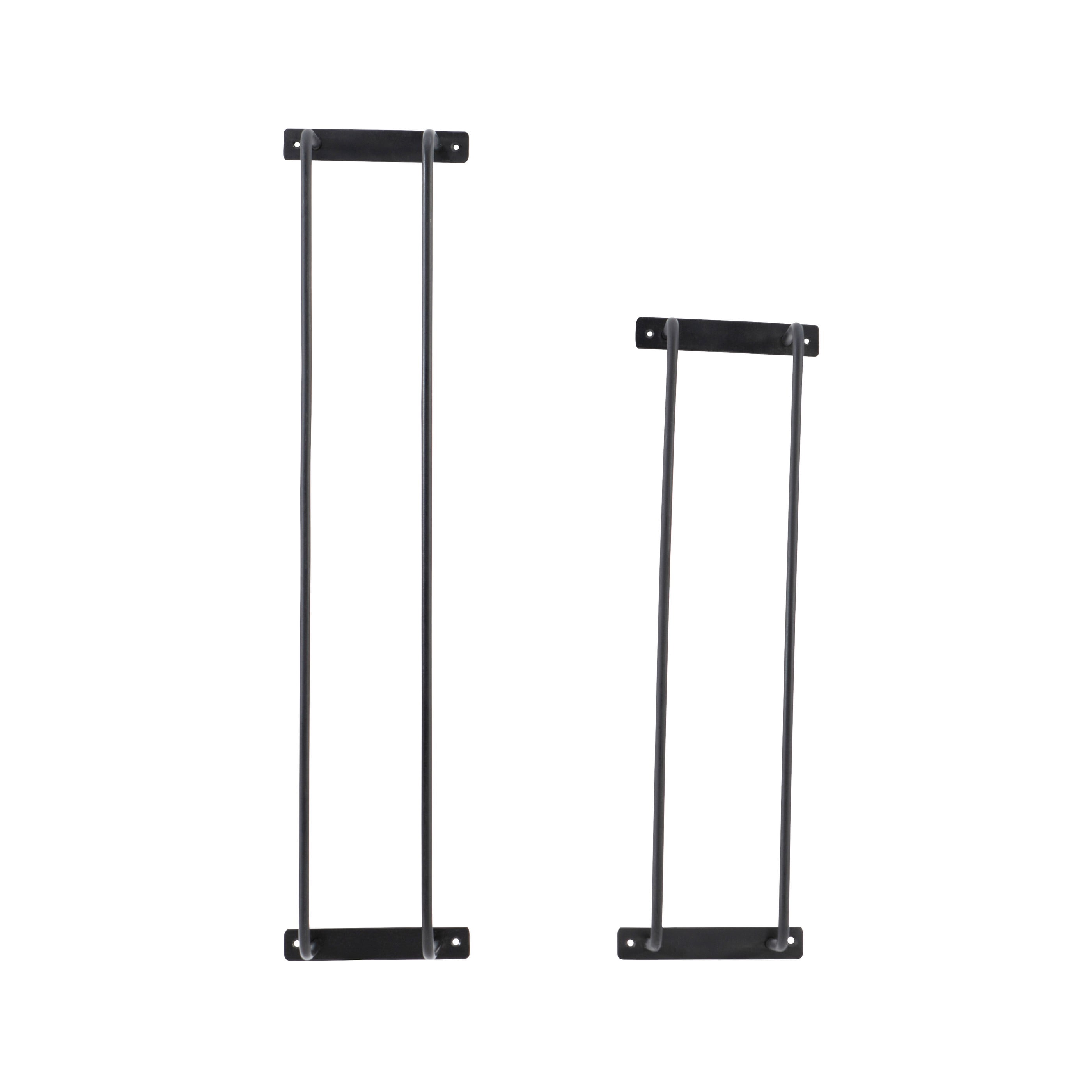 Brabson Wall-Mounted Metal Bathroom Towel Rack, Set of 2, Black