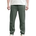 thumbnail image 2 of Yusimy Men's Corduroy Solid Color Straight-Leg Pants Elastic Waist Drawstring Multi-Pocket Casual Retro Trousers, 2 of 3
