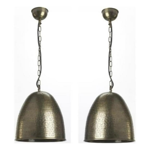 Home Square Transitional Cast Aluminium Pendant in Nickel - Set of 2