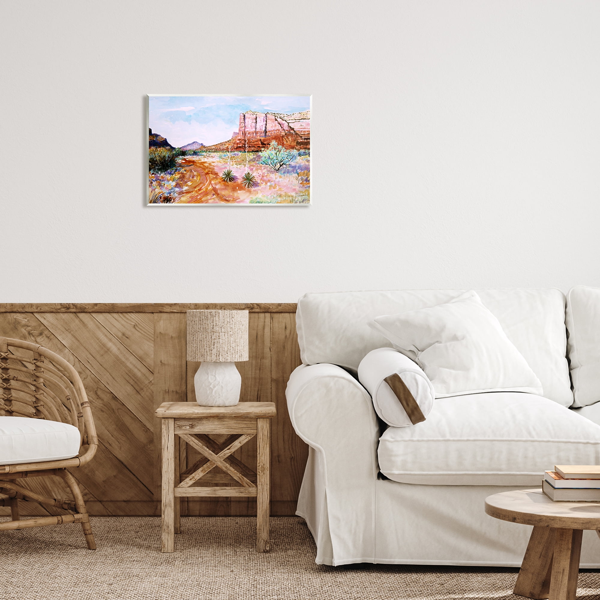 Stupell Industries Modern Desert Mesa Nature Painting Unframed Art Print Wall Art, 19 x 13