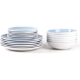 thumbnail image 3 of Stoneware Coupe Shape 18pc Dinnerware Set, Outside White + Inside Blue, 3 of 7