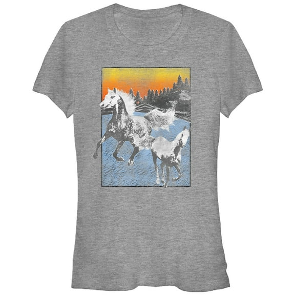 Junior's Lost Gods Horses Graphic Tee Athletic Heather Large