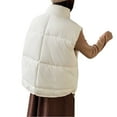 thumbnail image 6 of Htigea Womens Stand Collar Vest Fall Winter Sleeveless Jacket Zip Up Padded Vests Coats with Pockets White M, 6 of 8