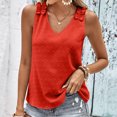 thumbnail image 3 of Gibobby Camiseta Powerblend con Cuello en V Tops casuales verano para mujer Camisa con cuello en V Color sólido Mangas casuales(Rojo,G), 3 of 5