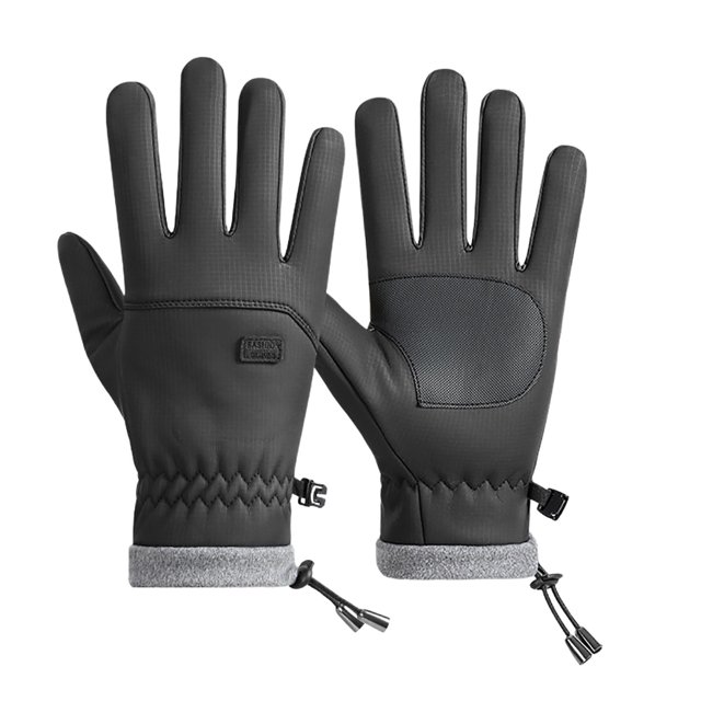 Black Outdoor Driving And Cycling Fleece Gloves With Non Slip Grip Windproof And Warm Lining For Cold Weather Activities And Daily Commutes
