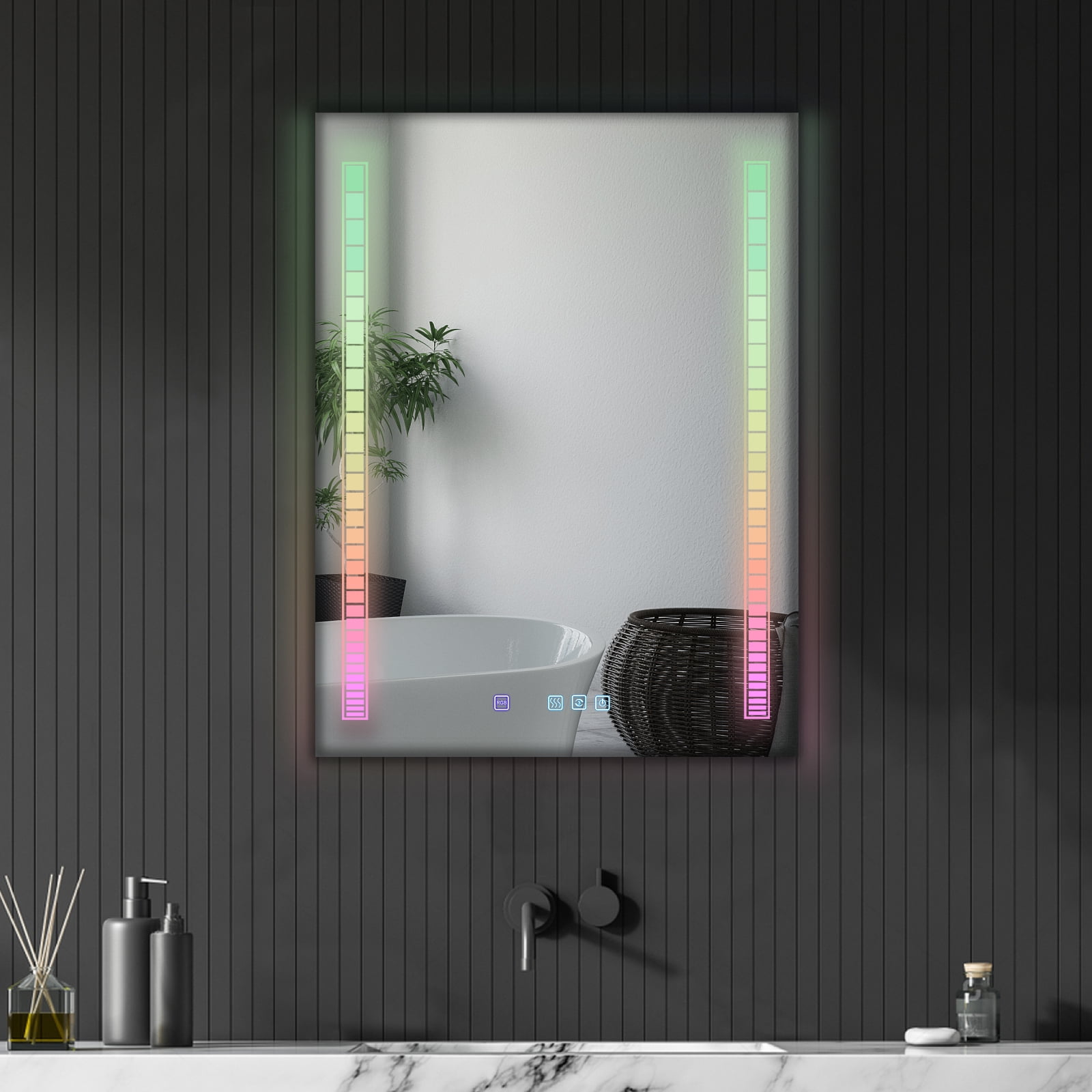Ktaxon RGB LED Bathroom Mirror, WallMounted Vanity Mirror with Lights