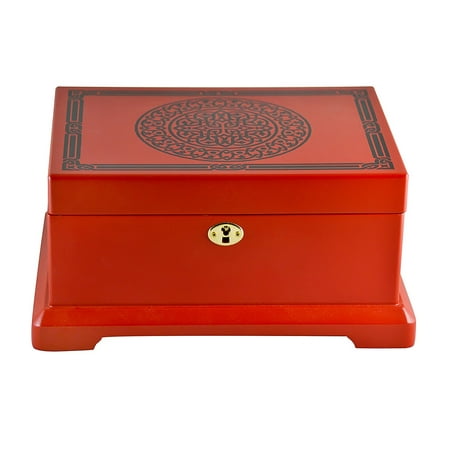 Le Grande Jewelry Box | Unique, High End Antique Wooden Jewelry Case/ Holder/ Organizer Impeccable Traditional Vintage Design| Ideal Jewelry Storage Container (Red)