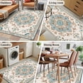 thumbnail image 6 of Bohemia Pattern Area&nbsp;Rug 4x6ft Blue Retro Boho Ethnic Farmhouse Flower Non-Slip&nbsp;Washable Square&nbsp;Rugs Soft Felt Indoor Floor Mat for Bedroom Kitchen Living Room Bathroom, 6 of 9