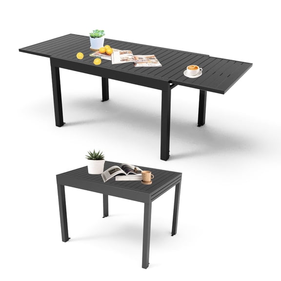 Dark - Gray Aluminum - Expand and Secure - Patio and Garden - Smooth - Finish Table