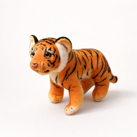 Wizlet Realistic Baby Tiger Stuffed Plush Toy, 10.6in Lifelike Walking Cub Animal Figurine, Soft Wildlife Plush Doll, Home Decor And Thoughtful Gift