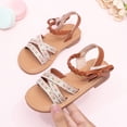 thumbnail image 2 of Duqingm Toddler Girl Summer Shoes Girls Sandals Fashion Bow Summer Shoes for Toddler/Little Kid Brown,12, 2 of 7