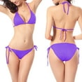 thumbnail image 2 of Arnsht Women Fashion Triangle Bikini Sets Halter Two Piece Swimsuit String Tie Side Bathing Suit Push-Up Swimwear Swimsuit Beachwear Purple XL, 2 of 6