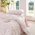thumbnail image 6 of 3 Pieces Cartoon Pink Bowknot Pattern on White Full Comforter Sets Boys Girls Teens Gentle Soft Home Cozy and Breathable Bedding Set Bedroom Decor, 6 of 7