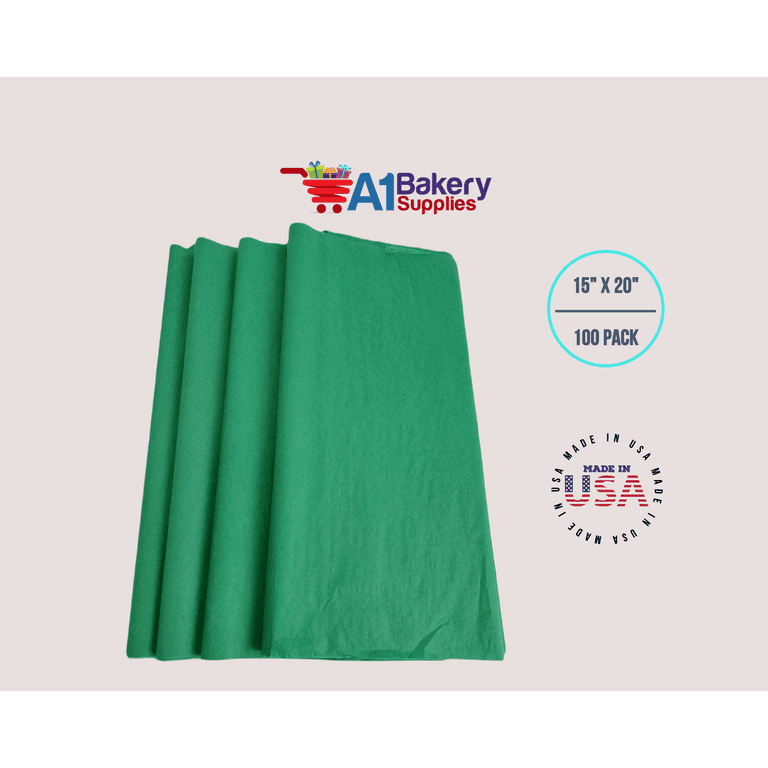 A1 Bakery Supplies Emerald Green Tissue Paper 15 Inch X 20 Inch - 100  Sheets Premium Tissue Paper Made in USA