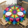 thumbnail image 3 of Tie Dye Vivid Petal Mandala Pattern Round Tablecloth 60"x60",Wrinkle Wipeable Table Cloth for Kitchen Dining Room Picnic Patio Party, 3 of 6